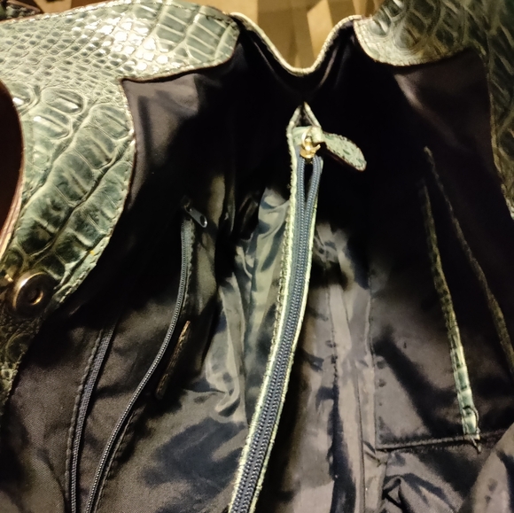 Nicole Miller Blue Crocodile Embossed Handbag - Picture 6 of 7